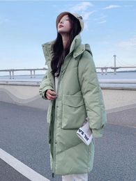 Women's Trench Coats Women Jacket Winter 2024 Hooded Zip-up Long Padded Korean Fashion Outerwear Thickening Warm Simplicity Woman Clothing