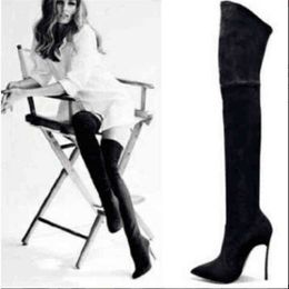 Boots Men Shoes Winter For Women Straight Elastic Knee Womens Thin Heel Legs Sexy Thigh High Tips 220901