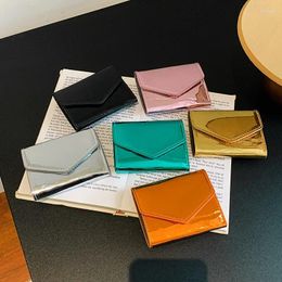Wallets Women Mini Fashion Glossy Metallic Patent Pu Leather Wallet Holder Shiny Money Clip Purse For Ladies