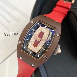 RM Wrist Watch Richardmillle Wristwatch Series Rm07-01 Rose Gold Coffee Ceramic Red Lip Fashion Leisure Business