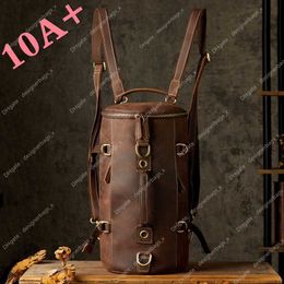 10A+ High quality bags Motorcycle Handmade Crazy Horse Leather Backpack for Men's Genuine Large Capacity Travel Bag Headlayer Cowhide