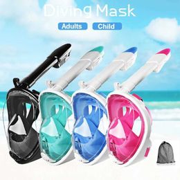 Diving Accessories Full Face Snorkel Mask with Detachable Camera Mount Snorkelling Swimming Diving Mask Wide View Anti-Fog Anti-Leak for Adult Kids 240118
