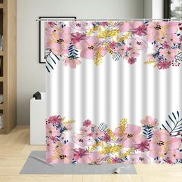 Shower Curtains Flower Theme Curtain Colorful Floral Plant Art Decor Design Fabric Polyester Waterproof Bathroom With 12 Hooks