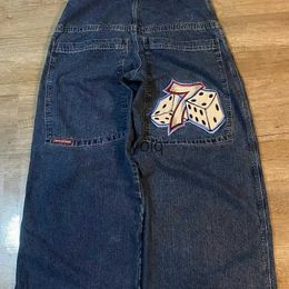 Jeans Femme Nouveau motif de broderie rock 7 jeans surdimensionnés vêtements de rue pour femmes Harajuku décontracté taille haute pantalon large jambe yolq