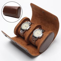 23 Grids Watch Box PU Leather Watch Storage Organizer Portable Vintage Watch Roll Detachable Bracket Holder for Travel Business 240117