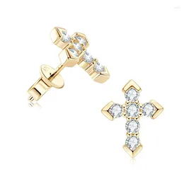 Stud Earrings 0.54ct Real Moissanite Diamond Cross Earring For Women Men 925 Sterling Silver Wedding Fine Jewellery Certified
