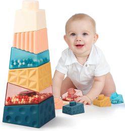 Sorting Nesting Stacking toys Toddler Stacking Building Blocks Toys Irregular Square Montessori Early Educational Learning Sensory Toys Gift 240118