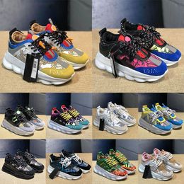 Fashion Women Mens Designer Casual Shoes Chain Reaction White Black Mesh Suede Multi-Color Oversized Platform Sneakers Chainz Leopard Pink Italy Brand Trainers