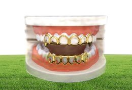 Hip Hop Teeth Grillz Set Silver Gold Tooth Top Bottom Caps Punk False Dental Grills For women Men Body Jewelry Cosplay 1907095