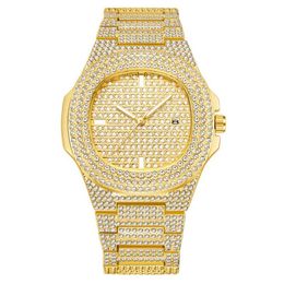 WLISTH Brand Date Quartz Mens Womens Watches Light Luxury Full Crystal Diamond Luminous Watch Oval Dial Bling Unisex Wristwatches243p