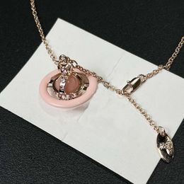 Viviennelies new Classic powder color medium satellite rose gold necklace light luxury sweet designer jeweler Westwood For Woman High quality Holiday Gifts5882