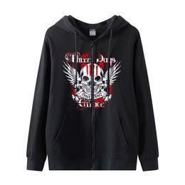 High Street hip-hop E-girl Gothic Hooded Loose Jacket Skulls Wing Pattern Full Zip Up Coat Y2K Aesthetic Harajuku Grunge Sweatshirts Streetwear