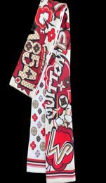 Koreanische Vintage Desinger Buchstaben Blumen Drucken Bowknot Taschen Scraf Schals Charme Frauen Seide Griff Handschuhe Wraps Geldbörse Handtasche3250991