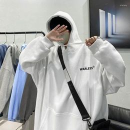 Men's Hoodies Sweatshirts For Man Simple Letter Green Clothing Print Hooded Korean Style Emo Warm Aesthetic High Quality