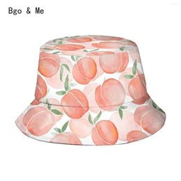 Berets Pink Peach Cute Watercolour Bucket Hat Sun Beach Packable Fisherman Cap For Women Men Summer Outdoor Hiking