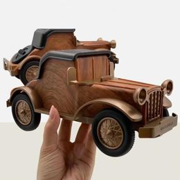 Speakers A9 Bluetoothcompatible Speaker Wood Pattern Retro Creative Car Shape Wireless Loudspeaker Mobile Phone Bracket for Home