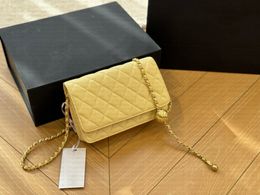 WOC 7A Women diamond patterned CC Golden Ball Chain Crossbody Bag Mini Luxury Designer Classic Flip Bag