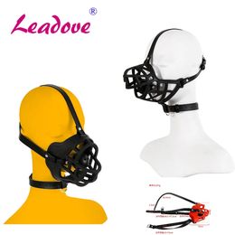 Leather Bdsm Mask Soft Silicone Dog Muzzle Head Face Ball Bite Gag Fetish Puppy Play Slave Pet Role Play Sex Toy 240117