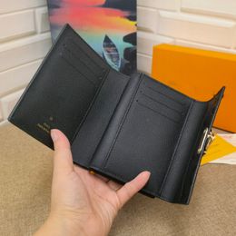 M80880 Women Luxurys Designers Lou double fold Wallets For Men Handbag Embossment Bag Ladies Travel Wallet Zippy Leather and Canvas Patchwork Coin Purse With Box