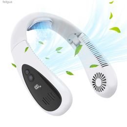 Electric Fans Folding Neck Fan USB Rechargeable Bladeless Fan Compact Size Electric Neck Hung Fan Wearable Cooling Fan for Sports Cycling YQ240118