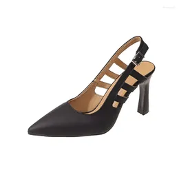 Dress Shoes Spring/Summer European And American Sling High Heel Slim Heels Leather Women's Fairy Fashion Simple Design