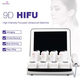 8 Cartridges 9D HIFU Machine Skin Tightening Face Lifting Wrinkle Remove Body Slimming Equipment 20,500 Shots CE FDA Approved