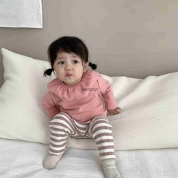 Kids Shirts 2023 Winter New Baby Girl Ruffled Long Sleeve Infant Bottoming Toddler Thick T Casual Tops H240508