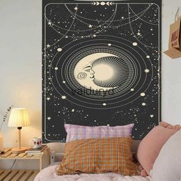 Tapestries Sun and Moon Tarot Tapestry Wall Hanging Beach Towel Astrology Bed Cover Background Home Decor Blanket Curtains H240514