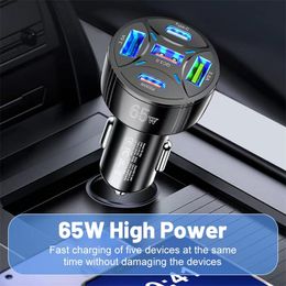 65W Quick Charge Car Charger Fast Charging USB Type C Charger PD QC3.0 Phone Charger For Xiaomi Huawei iPhone 15 Samsung S24