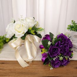 Gorgeous Wedding Bouquet Silk Flower Simulation Rose Bouquet Small Size Marriage Accessories Bridesmaids Decoration