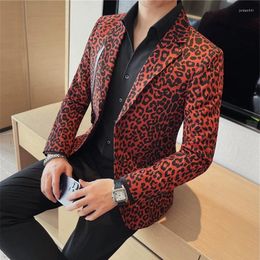 Men's Jackets Classic Leopard Print Blazer Casual Jacket Sexy Wedding Tuxedo Fashion Autumn 2024