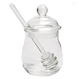 Storage Bottles Quality Glass Honey Jar High Borosilicate Kitchen Pot With Dipper And Lid Container 250ML