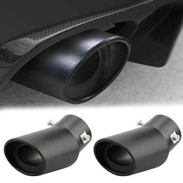 Universal Car Exhaust Tip Round Stainless Steel Muffler Tail Trim Rear Chrome Auto Exhaust Pipe Nozzle Silencer Pipe Inlet 63mm