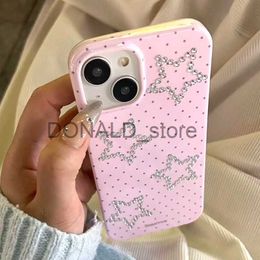 Cell Phone Cases Korean Kawaii Polka Dot Star Mobile Phone Case for IPhone 15 14 11 12 13 Pro Max Cute Geometric Vintage Phone Case J240118