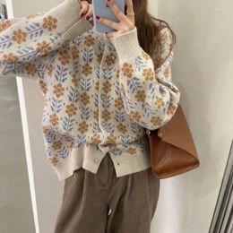 Women's Knits Autumn Cardigan Women Sweet Knitted Sweater Cozy Preppy Ulzzang Cute Holiday Loose Knitwear Coat Thickened Pull Femme 2024
