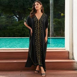 Women's Swimwear 2024 Print Maxi Dress Batwing Sleeve Tunic Spring Summer Beach Casual Plus Size Women Beachwear Kaftan Cover-ups