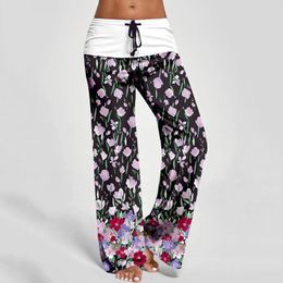 Women's Leggings Comfy Wide Leg Printed Elastic High Waist Loose Pants Women Yoga BuLift Fleece Lined