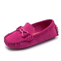 Girl Girls Boys Shoes Fashion Soft Kids Loafers Children Flats With Cow Muscle Bottom Knotted Tie Wedding Boy Moccasins 240117