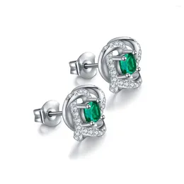 Stud Earrings Zhanhao Sell Certificated Lab Created Emerald Women Jewellery 0.50ct Sterling 925 Silver