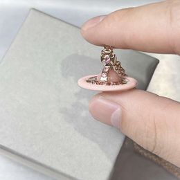 Viviennelies new Classic powder color medium satellite rose gold necklace light luxury sweet designer jeweler Westwood For Woman High quality Holiday Gifts565595