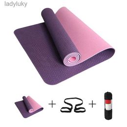 Yoga Mats 6mm Yoga Mat 183*61cm No-slip TPE Sports Gym Mat Fitness Esterilla Pilates Gymnastics Camping Colchonete Pad With Bag BandageL240118