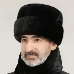 Berets Thicken Plush Bomber Hat Women Men Fluffy Fur Leather Earflap Cap Winter Windproof Warm Imitation Mink Ear Protection Hats