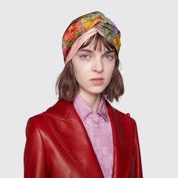 Hair Accessories Designer Silk Cross Headband Women Girl Elastic Bands Retro Turban Headwraps Gifts Flowers Hummingbird Orchid