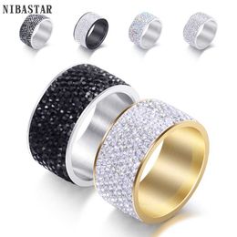 Band Rings Wholesale 8 row Crystal Rings for Women Austria Crystal RStainless Steel Bijoux For Women WeddJewelry J240118