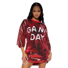 Bling Sequins Jumper Dresses Women Fashion Paillette Hip Hop T Shirt Dress Free Ship