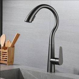 Kitchen Faucets Swan Gun Grey Pull Type Faucet And Cold Dish Basin Sink Can Rotate