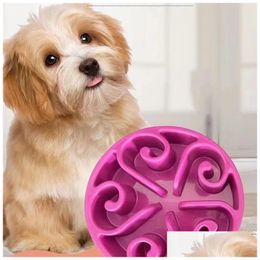 Dog Bowls Feeders Food Grade Pp Material Flower Pet Slow Bowl Anti-Suffocation Neck Guard Anti-Vomiting Suitable For Small Medium Dhdjo