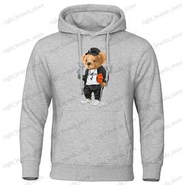 Men's Hoodies Sweatshirts Basketball Referee Teddy Bear Mens Hoodies Cartoons Oversize Hoodie Harajuku Comfortable Hoody Fashion Loose Warm Women Tops T240118