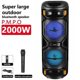 Speakers 2000W Dual 8inch Bluetooth Speaker Peak Power Family Party Karaoke Sound box Outdoor Subwoofer Audio With Mic FM caixa de som