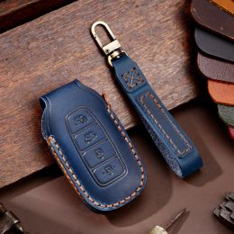 Leather Car Key Case Cover Fob Protect for Hyundai Fista I30 I35 I40 Kona Elantra Solaris Grandeur Accent Santa Fe Holder Shell